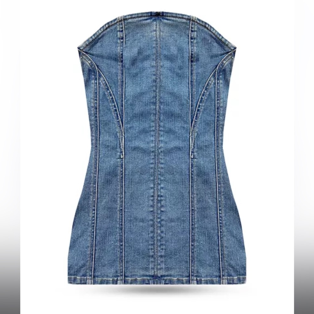 Blue Denim Strapless Top